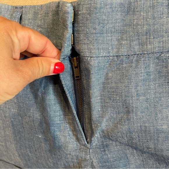 Bg: Loft chambray Linen cotton Blend shorts Pockets Sz 10 Great used condition - Picture 8 of 12